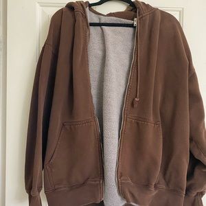 Brandy Melville brown oversized zip up